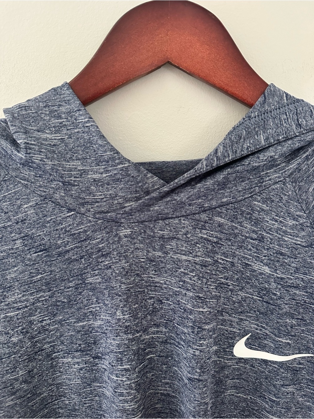 Nike Swim Long-Sleeve Dri-FIT UPF 40+ Top w Hood Pool Beach Boat Heather Blue - Picture 3 of 7